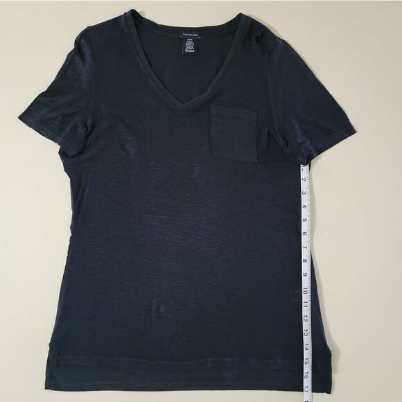 Calvin Klein Women's Black V-neck Short Sleeve Pullover Top - Picture 6 of 12